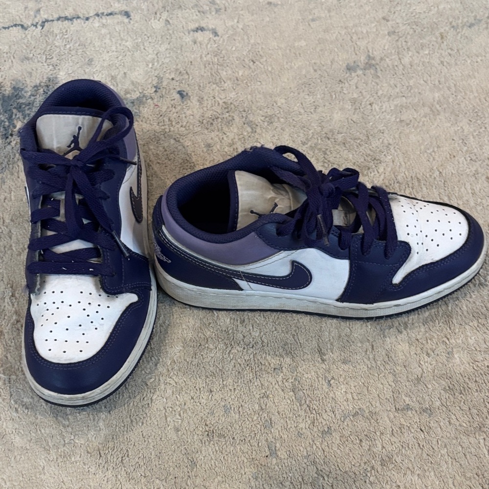 Kids Nike Purple and White Low Dunk Sneakers